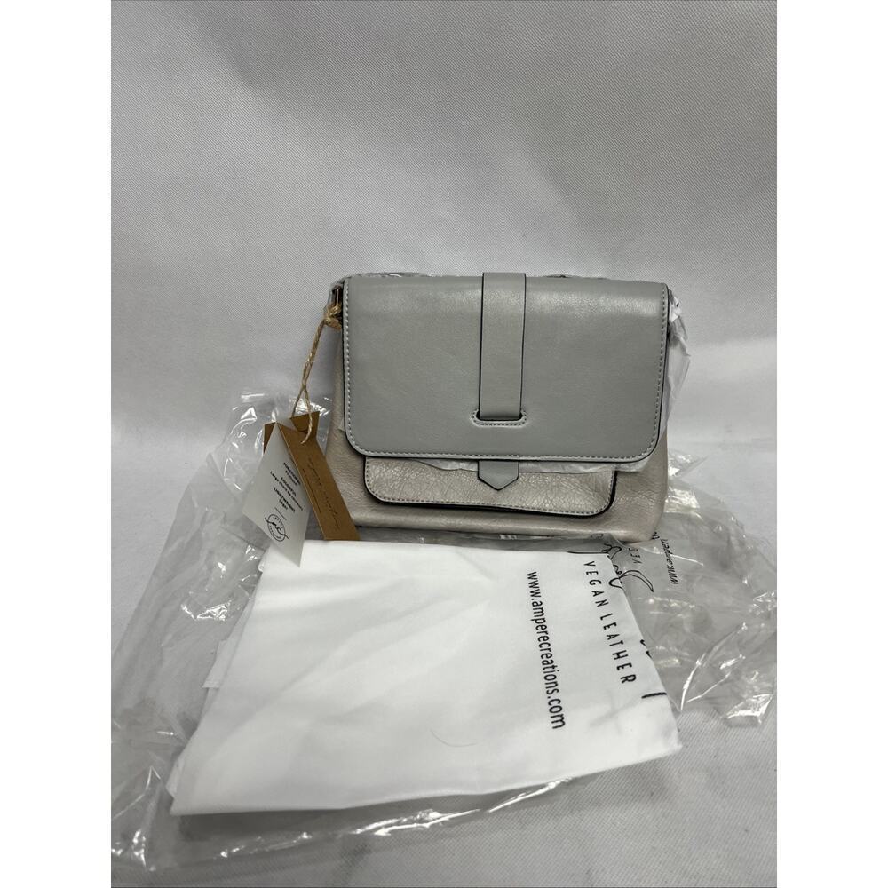 NWT Ampere Creation Gray Vegan Leather Crossbody Bag.